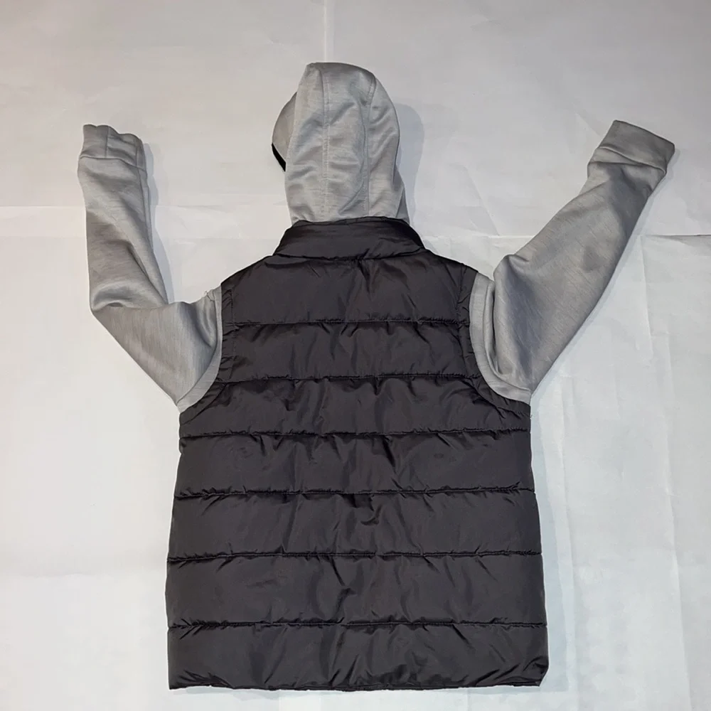 Old Navy Kids Med (12) Black Puffer and Grey Hoodie Jacket